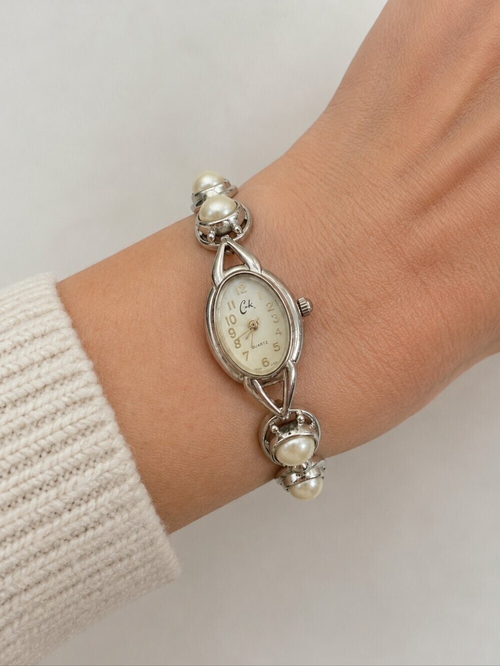 CACHE Pearl Link Bracelet Watch